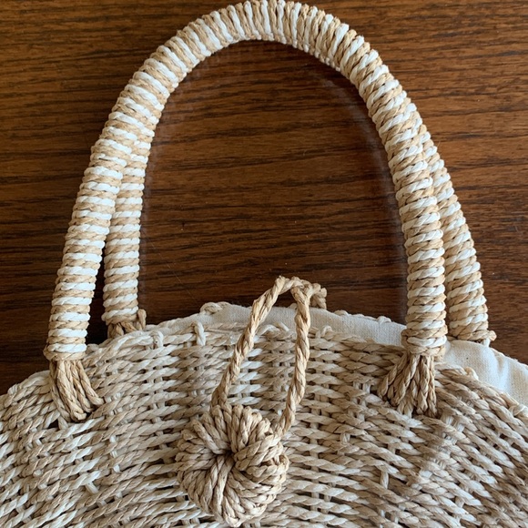 Billabong sincerely Jules Keep it Simple round woven tote w shoulder strap EUC - Picture 2 of 6